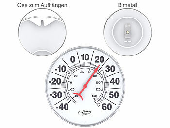 infactory 2er-Set Bimetall-Thermometer für innen & außen, Temperatur in °C & °F