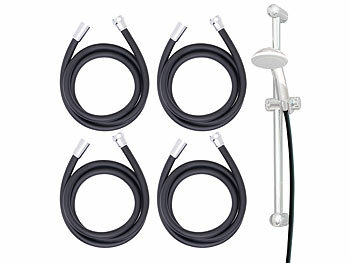 Silikonschläuche: BadeStern 4er-Set flexible Silikon-Duschschläuche, Verdrehschutz,2Meter,schwarz