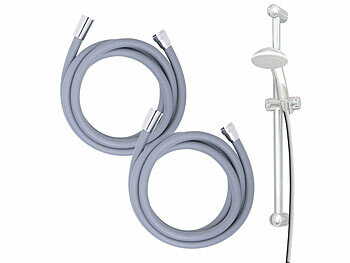 Brausenschläuche: BadeStern 2er-Set flexible Silikon-Duschschläuche mit Verdrehschutz,2 Meter,grau
