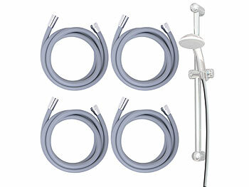 Sanitärschlauch: BadeStern 4er-Set flexible Silikon-Duschschläuche mit Verdrehschutz,2 Meter,grau