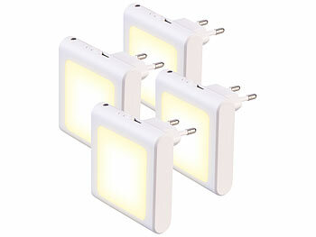 Nachtlichter Babys: Lunartec 4er-Set flache Steckdosen-Nachtlichter, Dämmerungssensor, dimmbar