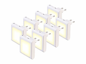 Nachtlicht Hausflur: Lunartec 8er-Set flache Steckdosen-Nachtlichter, Dämmerungssensor, dimmbar 