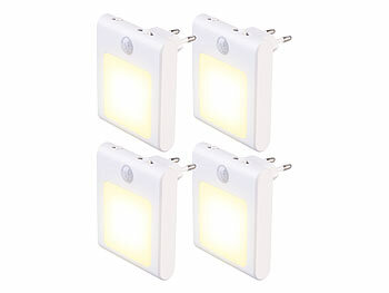 LED Orientierungslicht: Lunartec 4er-Set Steckdosen-LED-Nachtlicht, dimmbar, Licht- & Bewegungssensor