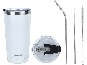 Rosenstein & Söhne 2er-Set Doppelwandiger Isolierbecher, weiß, 600 ml, Edelstahl