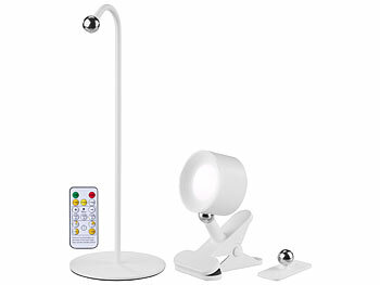 Lunartec 2er-Set 3in1-Akku-Magnet-Leuchten mit Tisch-, Wand- und Klemmhalterung