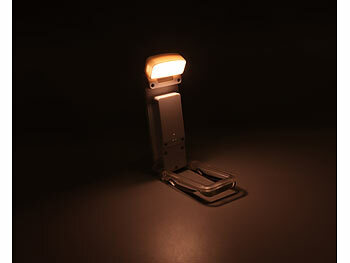 PEARL 2er-Set klappbare Akku-LED-Leselampen mit Clip, 200 mAh, dimmbar