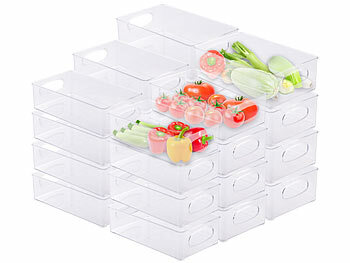 Fridge Organizer: Rosenstein & Söhne 24er-Set Kühlschrank-Organizer, stapelbar, in 3 Größen, BPA-frei