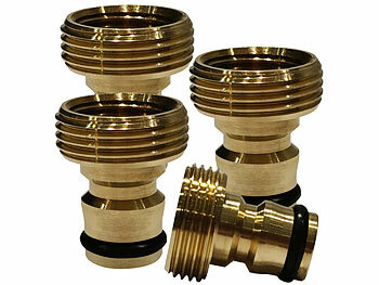 Schlauchstutzen: Rosenstein & Söhne 4er-Set Wasserhahn-Schlauchadapter, mit 3/4"- und 1/2"-Gewinde 