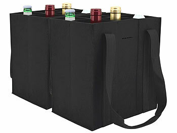 Filztasche für Flaschen: PEARL 2er-Set Filz-Flaschen-Tragetaschen, 6 Flaschen, 1,5 Liter, schwarz