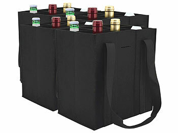 Weintragetasche: PEARL 4er-Set Filz-Flaschen-Tragetaschen, 6 Flaschen, 1,5 Liter, schwarz