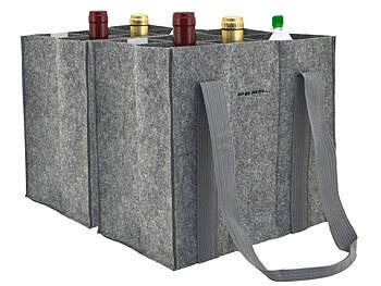 Flaschen Schultertasche: PEARL 2er-Set Filz-Flaschen-Tragetaschen, 6 Flaschen, 1,5 Liter, hellgrau