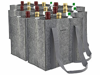 Bierflaschenträger: PEARL 8er-Set Filz-Flaschen-Tragetaschen, 6 Flaschen, 1,5 Liter, hellgrau