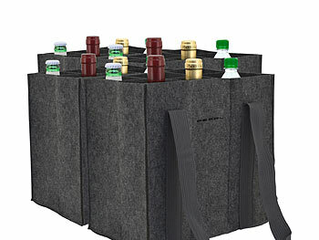 Wein-Einkaufstaschen: PEARL 4er-Set Filz-Flaschen-Tragetaschen, 6 Flaschen, 1,5 Liter, anthrazit