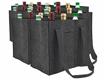 Wein-Einkaufstasche: PEARL 8er-Set Filz-Flaschen-Tragetaschen, 6 Flaschen, 1,5 Liter, anthrazit 
