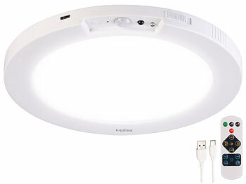 Deckenleuchte Wohnzimmer: Luminea LED-Akku-Decken- und Wandleuchte, Bewegungssensor, Fernbedienung
