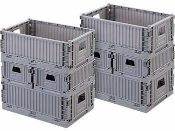 Klappboxen Einkauf: Rosenstein & Söhne 16er-Set Kunststoff-Aufbewahrungskisten, stapelbar, zwei Größen 