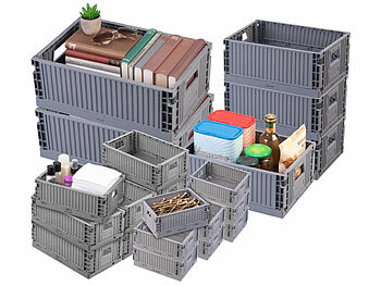 Speisekammer-Box: Rosenstein & Söhne 22er-Set Kunststoff-Aufbewahrungskisten, stapelbar, 4 Größen