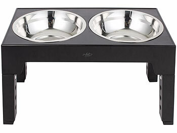 infactory 2in1-Hundenapf, 5-fach höhenverstellbar, 2 Edelstahlnäpfe, 1.200 ml