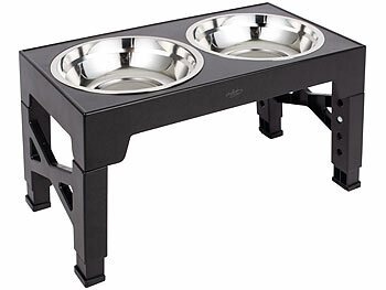 infactory 2in1-Hundenapf, 5-fach höhenverstellbar, 2 Edelstahlnäpfe, 1.200 ml