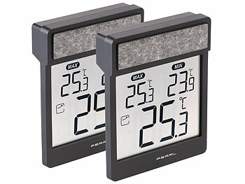 Thermometer: PEARL 2er-Set digitale Fensterthermometer zeigt Außen-,Höchst- & Tiefstwerte