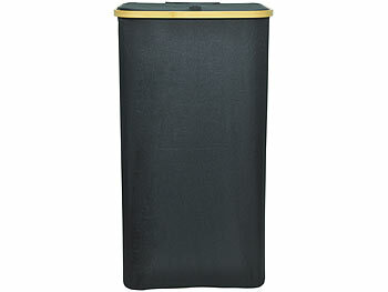 infactory Wäschekorb mit Deckel, Bambus-Henkel, Netztasche, 100 Liter