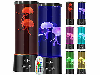 Quallenlampe: Lunartec 2er-Set LED-Quallen-Leuchten, 17 Farben, 4 Modi, 3 Helligkeiten