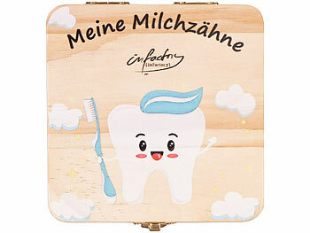 infactory Zahnbox für Milchzähne aus Holz, inkl. Pinzette, Zahn-Edition