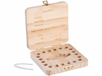 infactory Zahnbox für Milchzähne aus Holz, inkl. Pinzette, Zahn-Edition