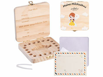 Zahnfee-Box: infactory Zahnbox für Milchzähne aus Holz, inkl.Pinzette, Zahnfee-Edition 
