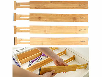 Carlo Milano Organizer Schublade: 4er-Set verstellbare Schubladentrenner  aus Bambus, 45,2 bis 52,3cm (Schubladen Organizer Kche)