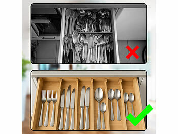 Carlo Milano Organizer Schublade: 4er-Set verstellbare Schubladentrenner  aus Bambus, 45,2 bis 52,3cm (Schubladen Organizer Kche)
