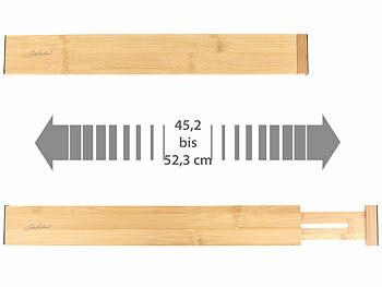 Carlo Milano Schubladenbox-Organizer: 8er-Set verstellbare  Schubladentrenner aus Bambus, 45,2 bis 52,3cm (Schubladeneinteiler Bambus)