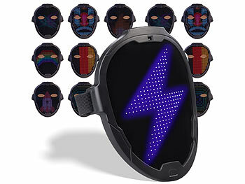 LED Maske: infactory LED-Gesichtsmaske mit Gestensteuerung, 80 Muster, LiPo-Akku, USB-C