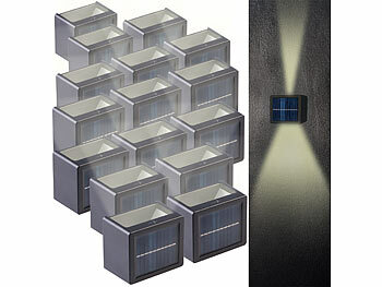 Lampe außen Haustür: Lunartec 16er-Set Solar-Akku-Wandleuchten, 12 LEDs, je 25 lm warm-/tageslichtwe