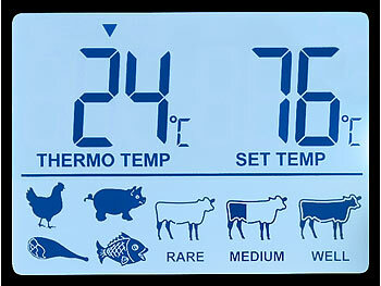 Rosenstein & Söhne 2er-Set Braten- & Ofenthermometer, digital, Timer, Messbereich 0-300°C