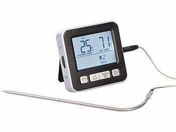 Fleischthermometer Grill: Rosenstein & Söhne 2er-Set Braten- & Ofenthermometer, digital, Timer, Messbereich 0-300°C
