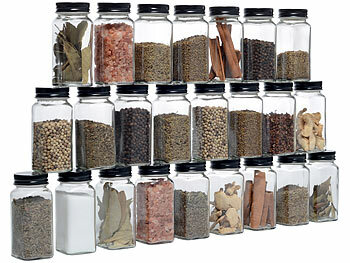 Rosenstein & Söhne 24er-Set Gewürzgläser mit Streueinsätzen, je 120 ml, 240 Etiketten