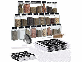Gewürzglas für Küche: Rosenstein & Söhne 24er-Set Gewürzgläser mit Streueinsätzen, je 120 ml, 240 Etiketten