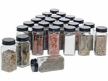 Rosenstein & Söhne 24er-Set Gewürzgläser mit Streueinsätzen, je 120 ml, 240 Etiketten