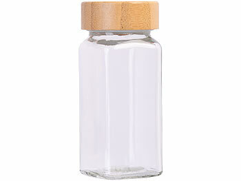 Rosenstein & Söhne 48er-Set Gewürzgläser mit Bambusdeckel, je 120 ml, 480 Etiketten 