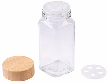 Rosenstein & Söhne 48er-Set Gewürzgläser mit Bambusdeckel, je 120 ml, 480 Etiketten 