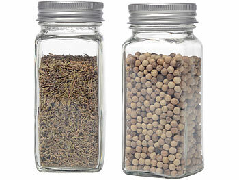 Rosenstein & Söhne 12er-Set Gewürzgläser, eckig, Streueinsätze, je 120ml, 30 Etiketten 