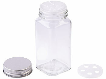 Rosenstein & Söhne 12er-Set Gewürzgläser, eckig, Streueinsätze, je 120ml, 30 Etiketten 