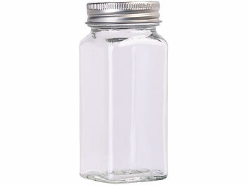 Rosenstein & Söhne 12er-Set Gewürzgläser, eckig, Streueinsätze, je 120ml, 30 Etiketten 