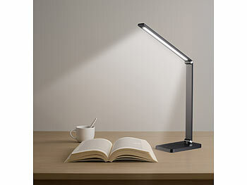 Lunartec 2er-Set Aluminium-Schreibtischleuchte, CCT, 660 Lumen, USB, schwarz