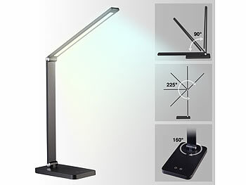 Lunartec 2er-Set Aluminium-Schreibtischleuchte, CCT, 660 Lumen, USB, schwarz