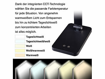 Lunartec 2er-Set Aluminium-Schreibtischleuchte, CCT, 660 Lumen, USB, schwarz