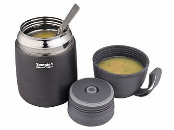 Semptec 2er-Set Isolier- & Lunchbehälter, mit Esslöffel, 430 ml, Edelstahl