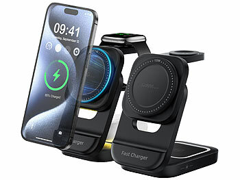 iPhone Ladegerät USB C: Callstel 2er-Set Faltbare MagSafe-Ladestation für iPhone, Apple Watch & AirPods