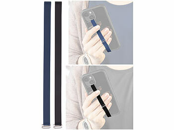 PEARL 2er-Set Universal-Finger-Handyhalterung, Silikon, blau+schwarz, 200 mm